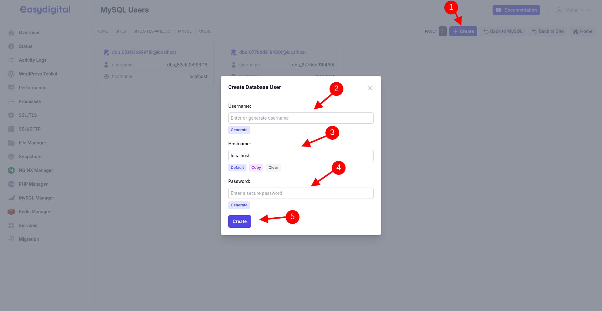 Create MySQL User